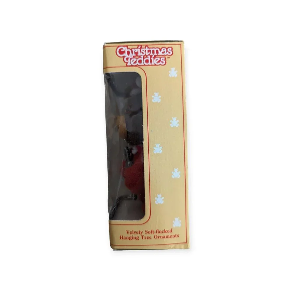 Vintage Jasco Christmas Teddies Flocked Ornament